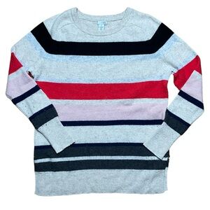 Halogen sweater cashmere striped black white red